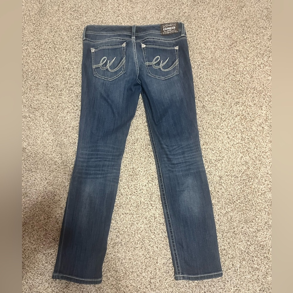 Express Jeans Dark Wash Mid Rise Bootcut Jeans – Size 6S - Picture 2 of 5